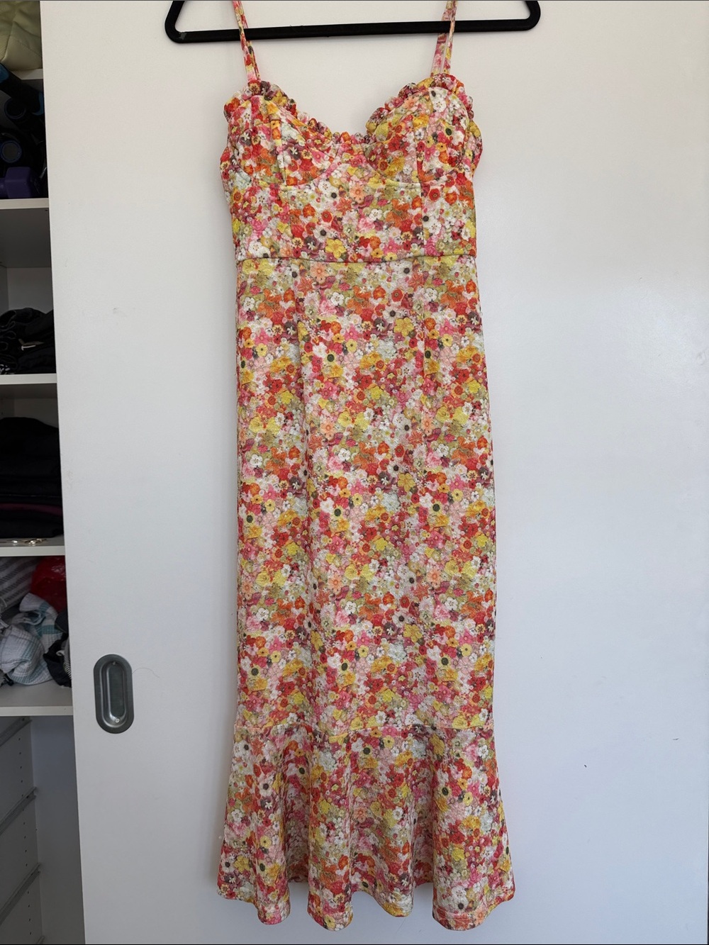 Hutch Floral Midi Dress in Pink, Yellow & Orange - Picture 3 of 5